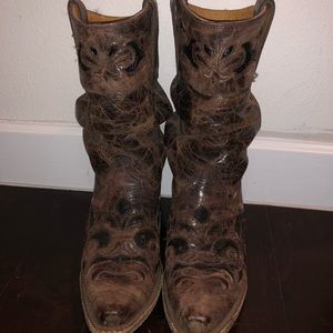 Mid calf brown corral boots